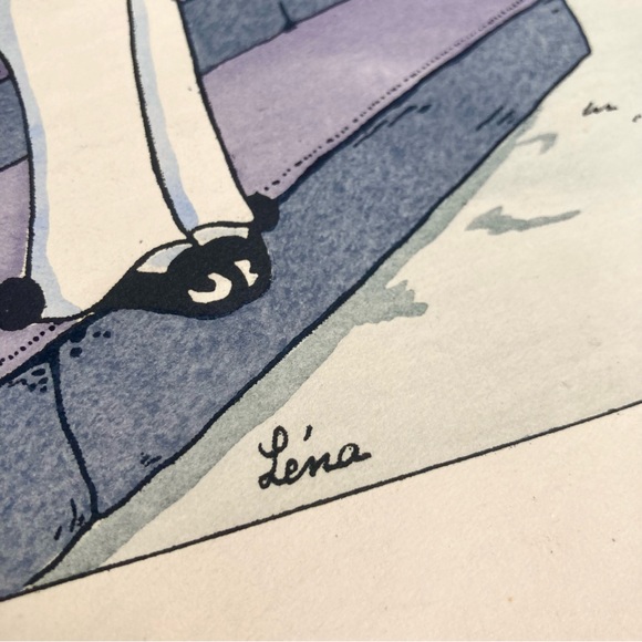 Vintage French Art Deco Pochoir original pen and ink baby Kewpie clown prints - Picture 13 of 15